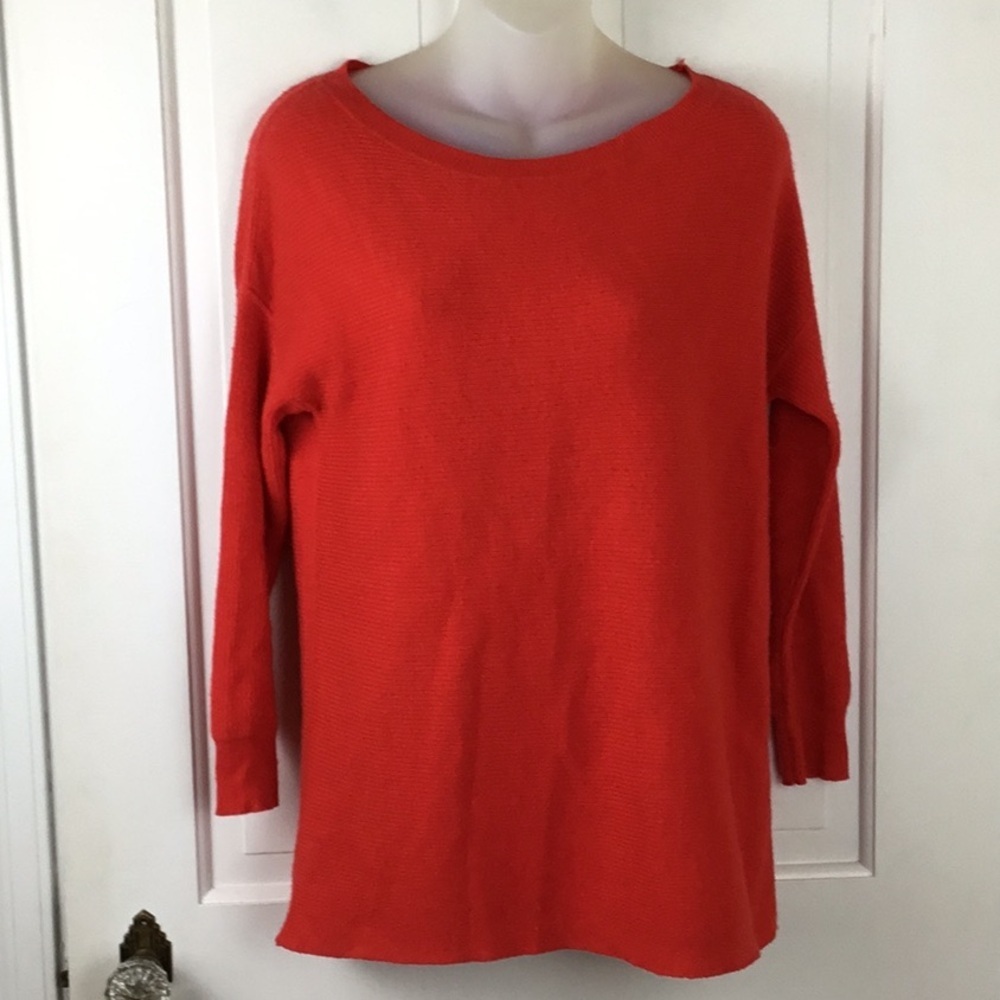 J. Crew Red Oversized Wool Blend Sweater Long Sleeve Ribbed